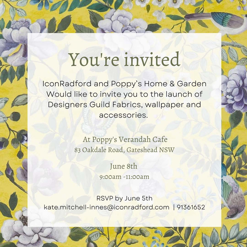 You're Invited to our Designers Guild fabrics & wallpaper launch