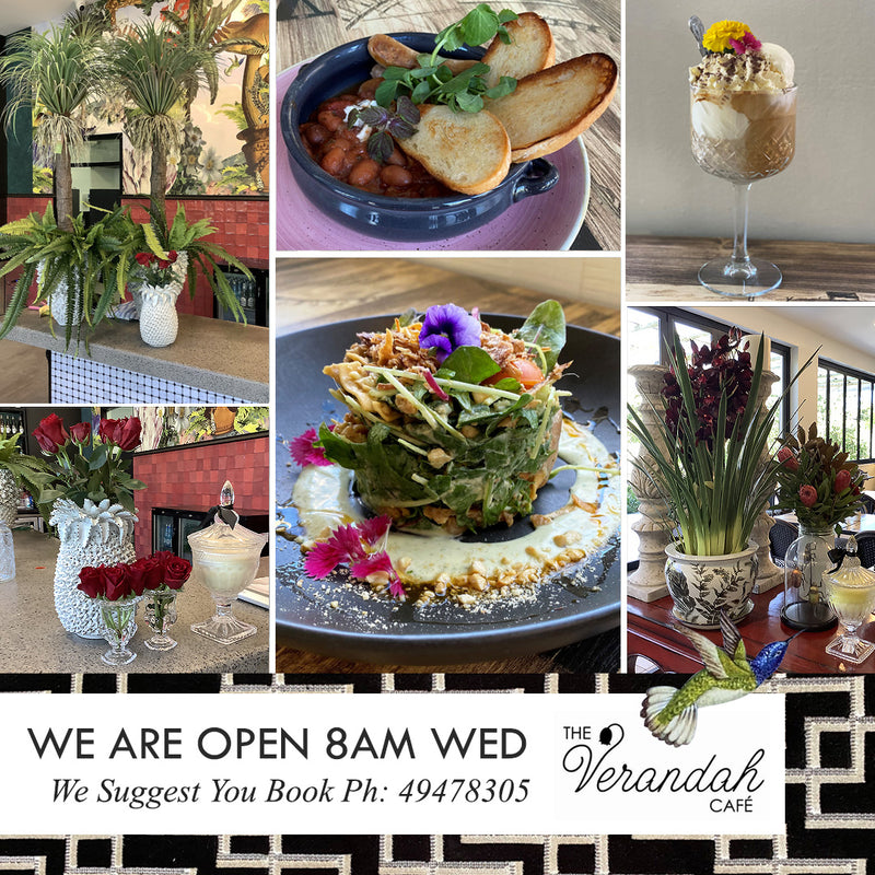 The Verandah Cafe open from Wed 19 May