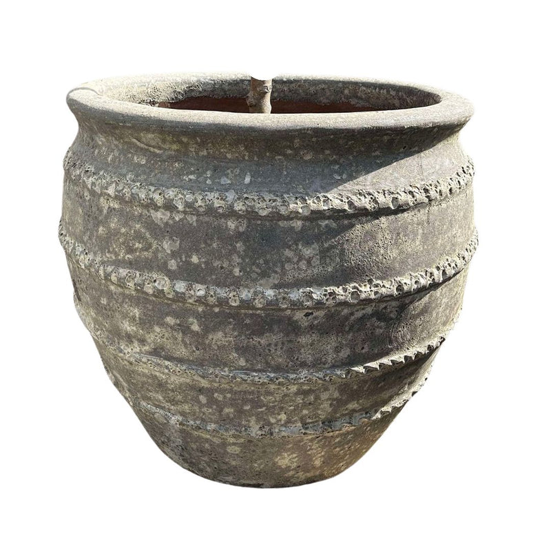 BUBBLE GLAZE ROPE PLANTER GREY LARGE 73X80