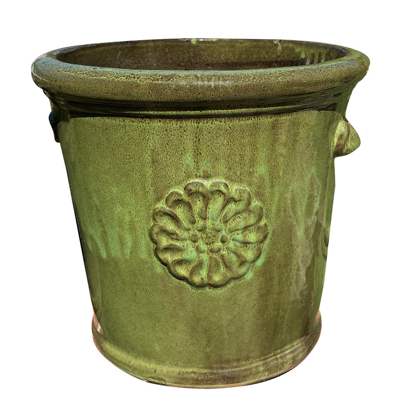 Ceramic Tall Pot Emblem Moss Green