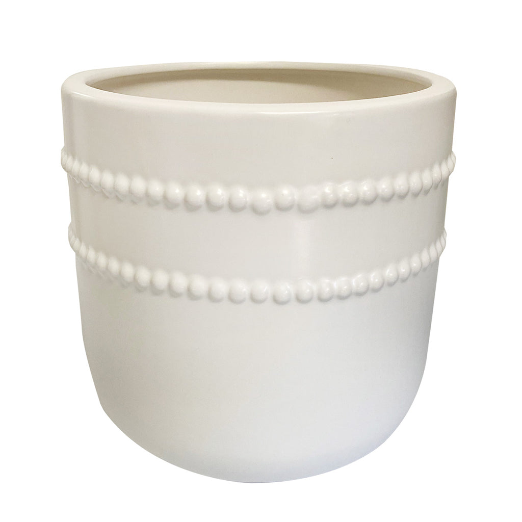 Beaded Ceramic Planter White