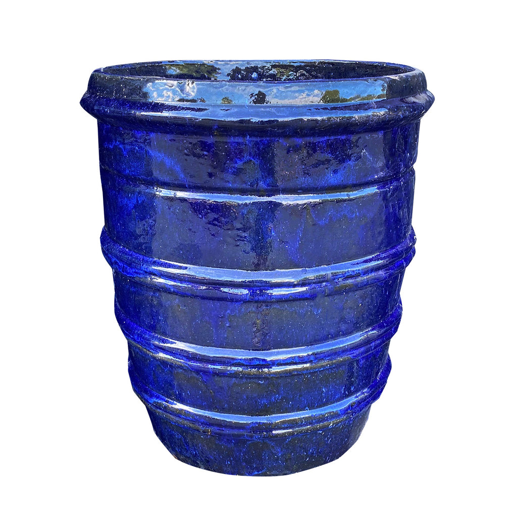 Glazed 3 Rim Pot Blue