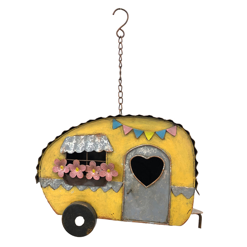 Colourful Metal Caravan Hanging Birdhouse