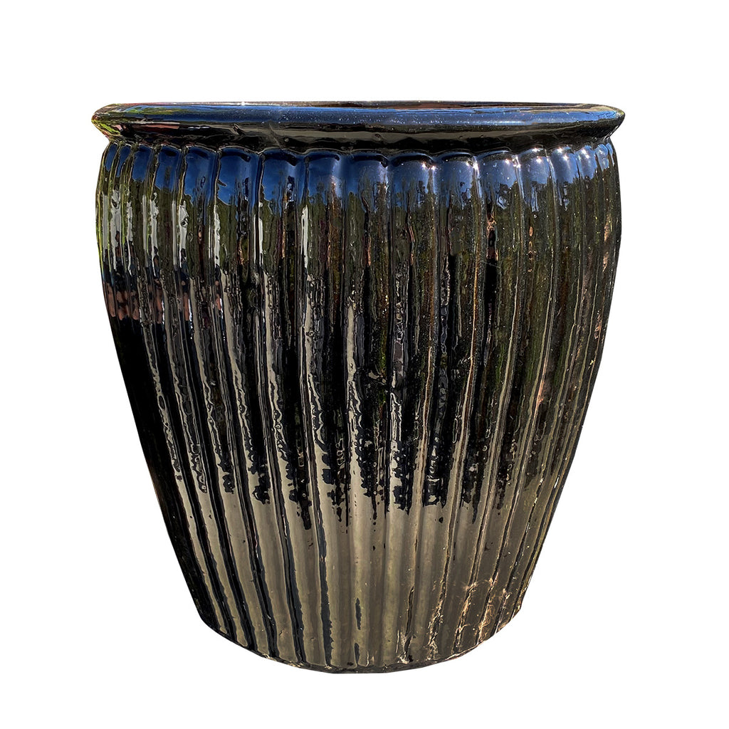 Glazed Flute Pot Black