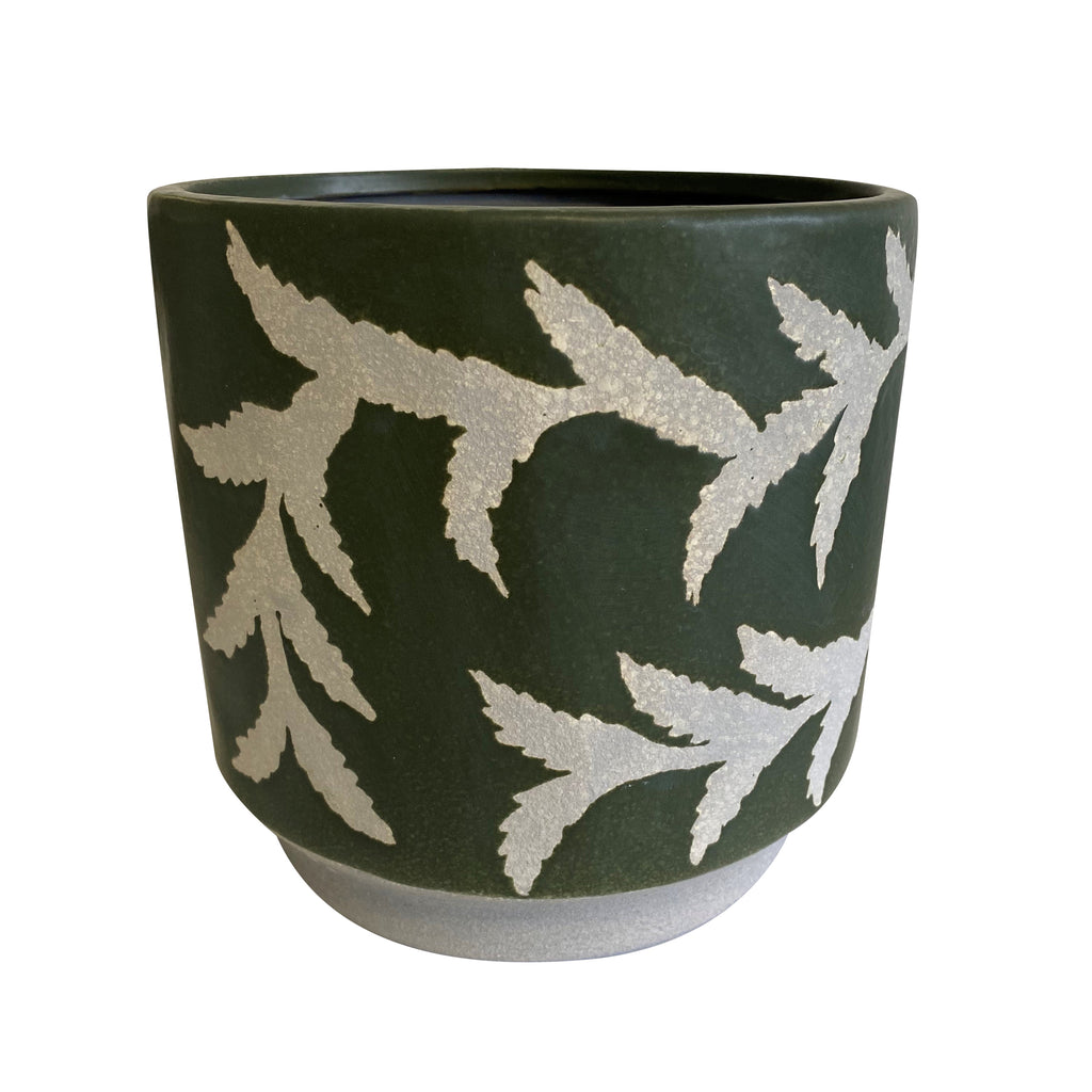 Laurel Ceramic Pot Green