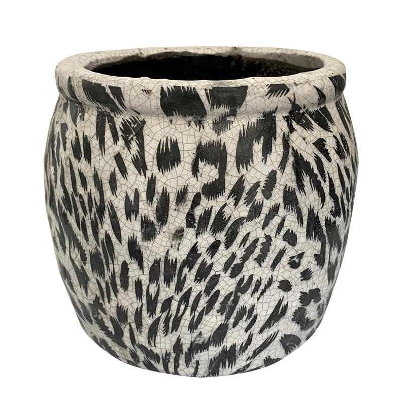 Leopard Ceramic Pot Black and White