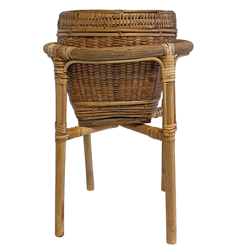 Rattan Plant Stand with Bago Basket
