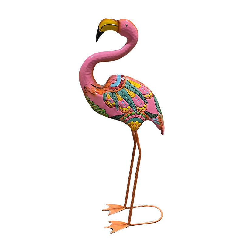 Standing Colourful Metal Flamingo