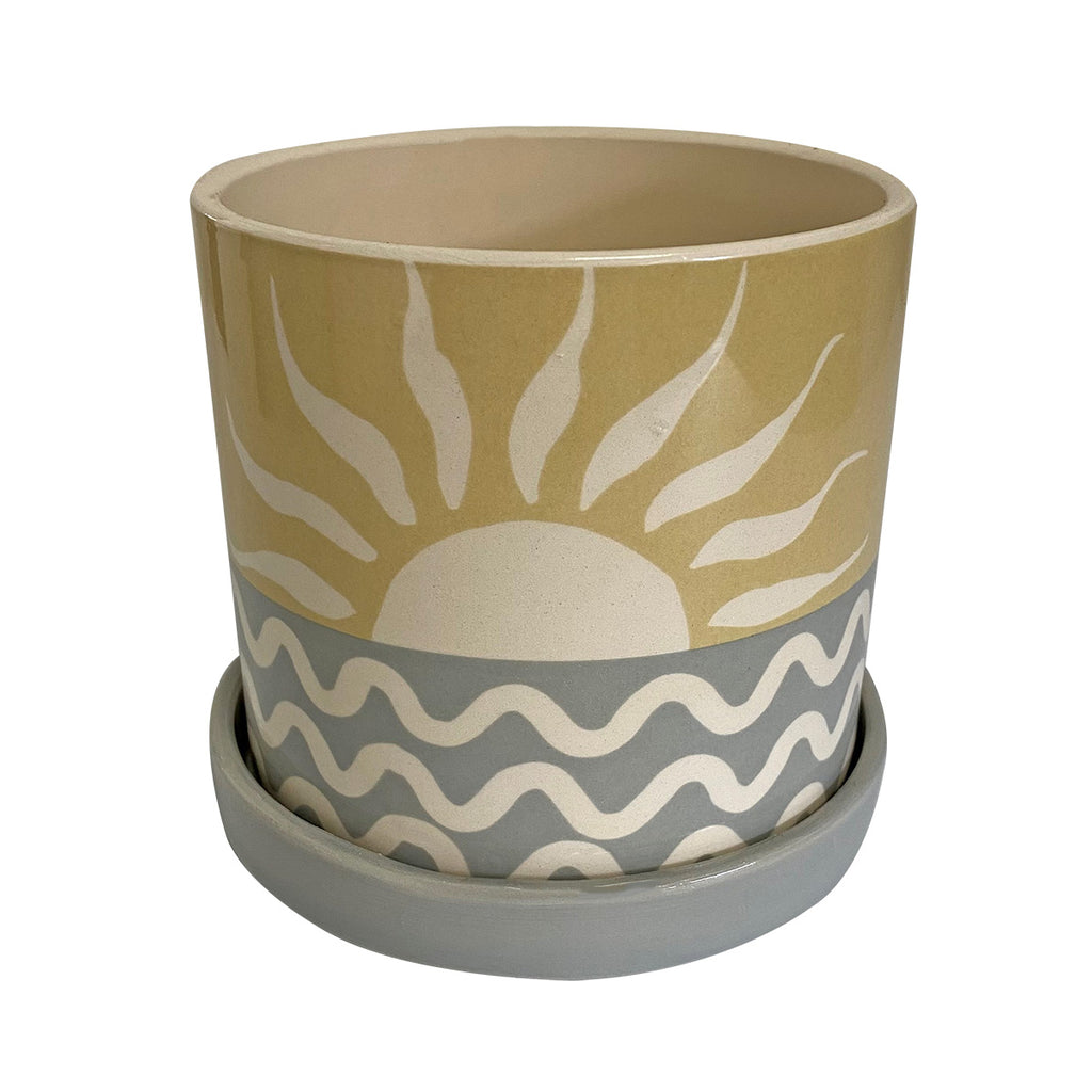 Sunny Ceramic Pot with Saucer
