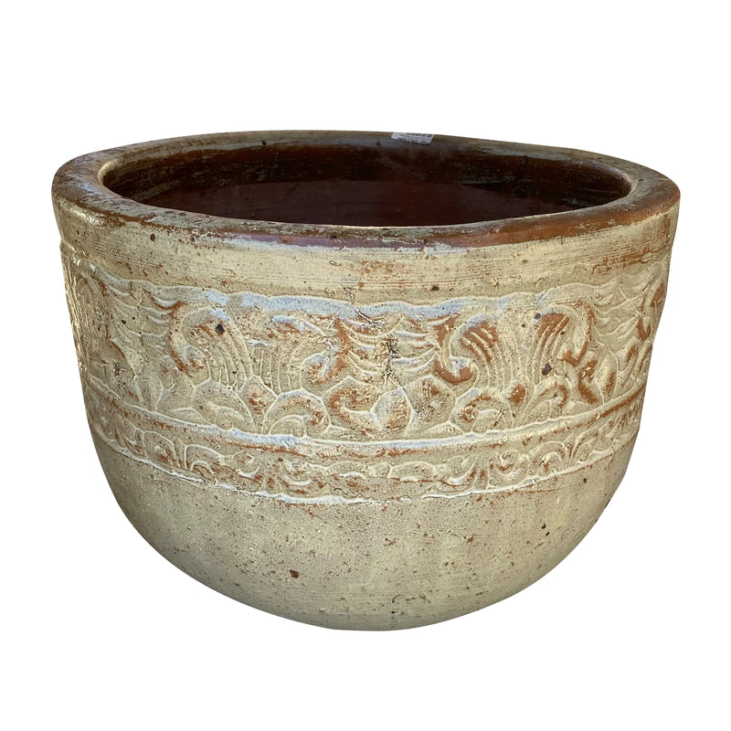 Glazed Vintage Pot Antique White
