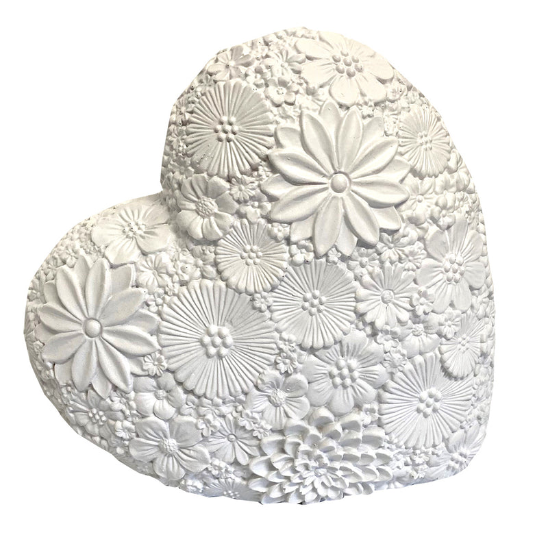 White Ceramic Floral Heart