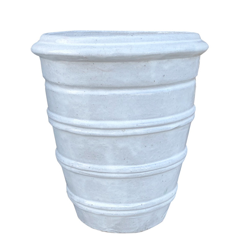 Glazed 3 Rim Pot White Small